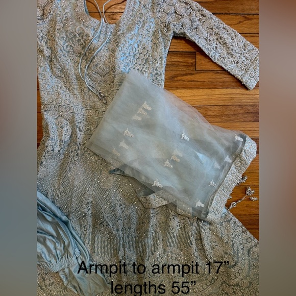 Traditional Indian Bollywood Designer Wedding Bridal Long Sleeve Dress size:36 - Picture 5 of 7